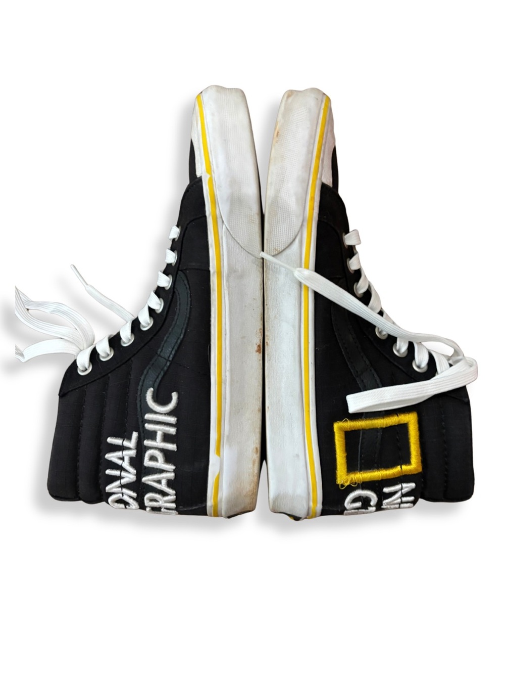 Vans x National Geographic Sk8-Hi Black Yellow Embroidered Sneakers Size 7 - Picture 6 of 13